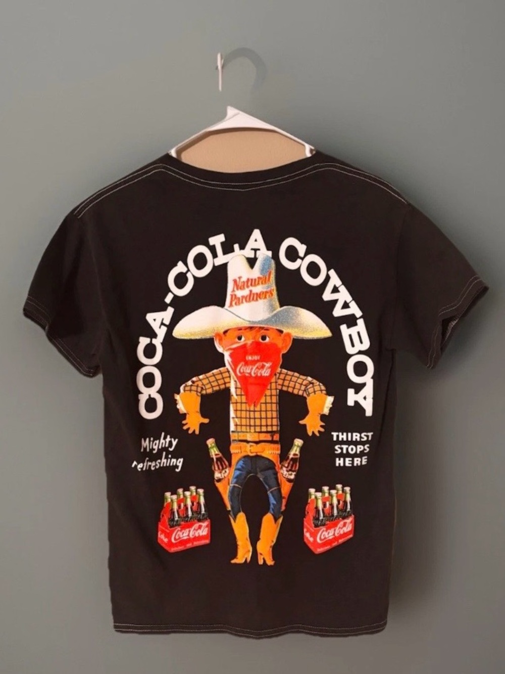 Coca Cola Cowboy Graphic T Shirt Natural Pardners Western Coke Tee S